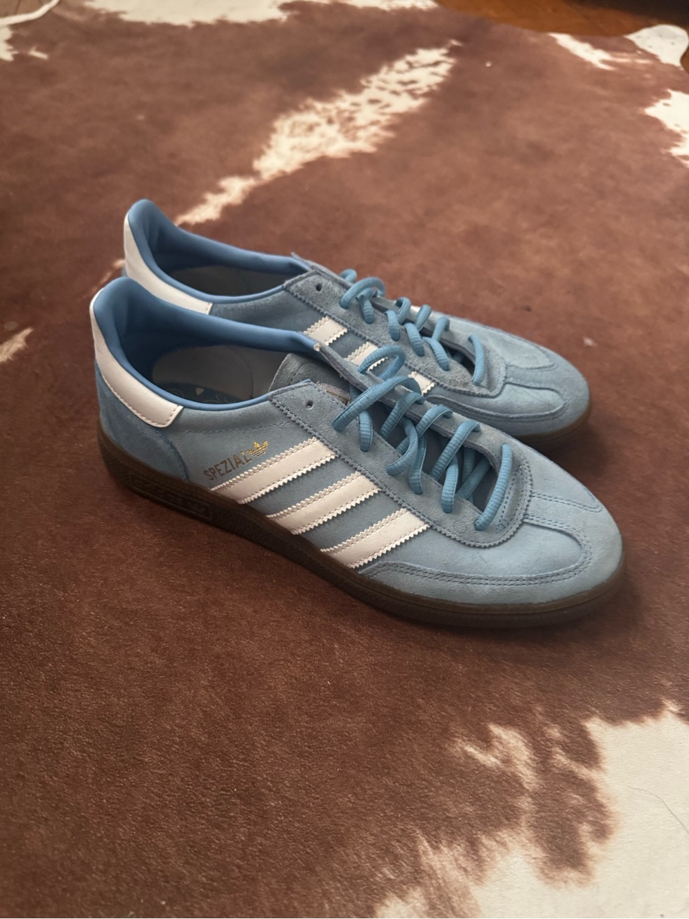 adidas Light Blue Suede Sneakers with White Stripes